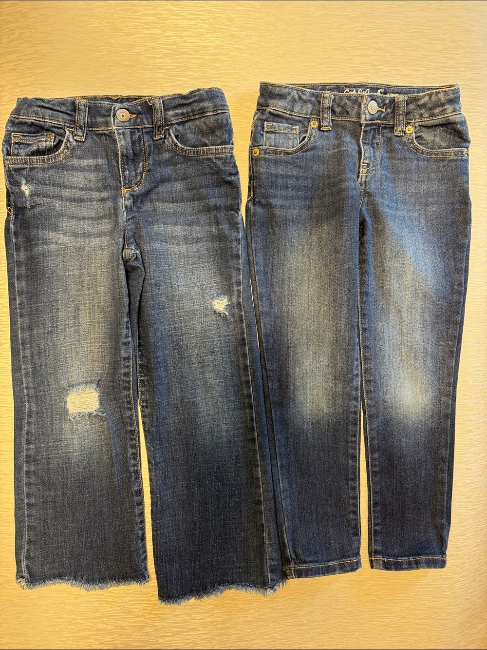 Children’s Place/Cat & Jack Girls' Dark Blue Distressed Ankle Jeans Duo